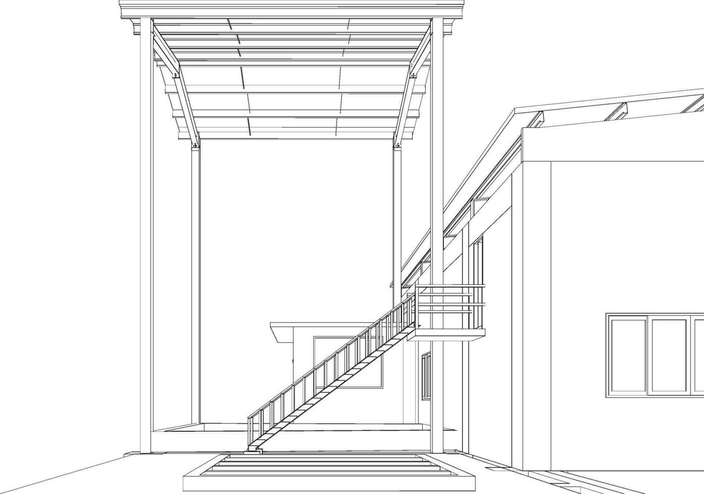 3d illustration av industriell byggnad vektor