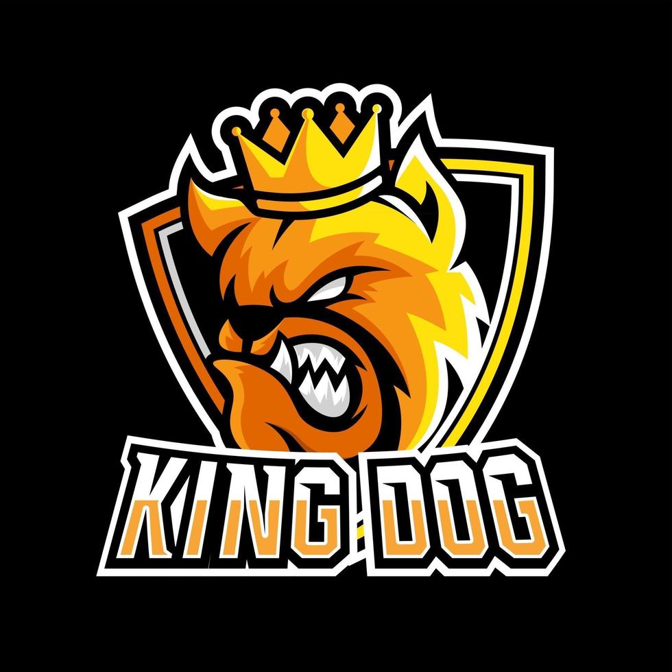 König Bulldogge Hund Tier Esport Gaming Maskottchen Logo Vorlage vektor