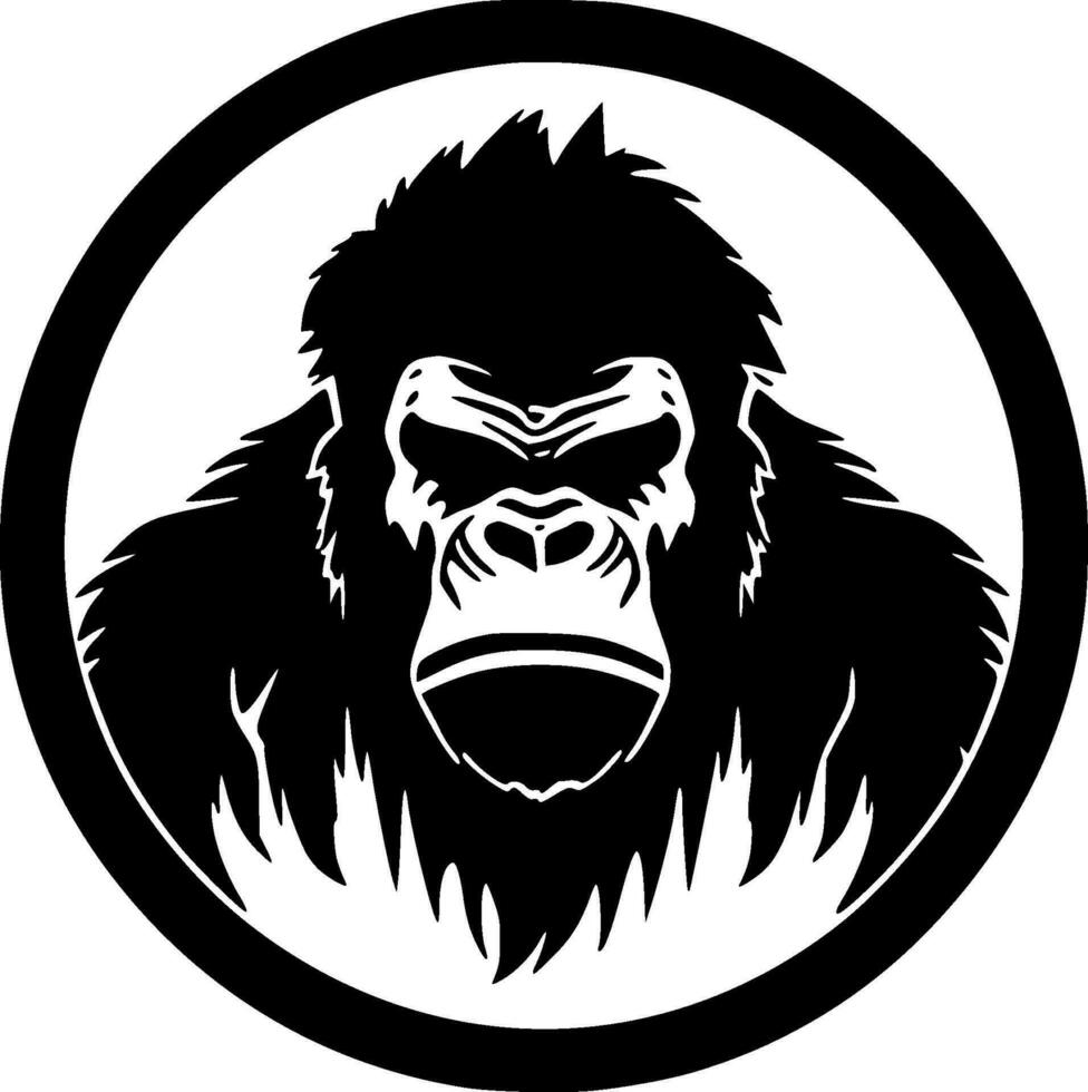 gorilla - svart och vit isolerat ikon - vektor illustration