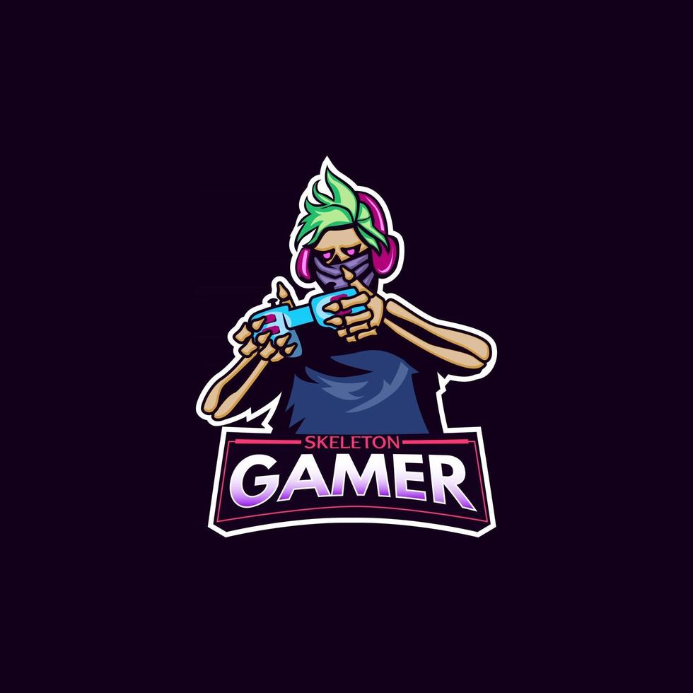 skalle gamer maskot logo design vektor