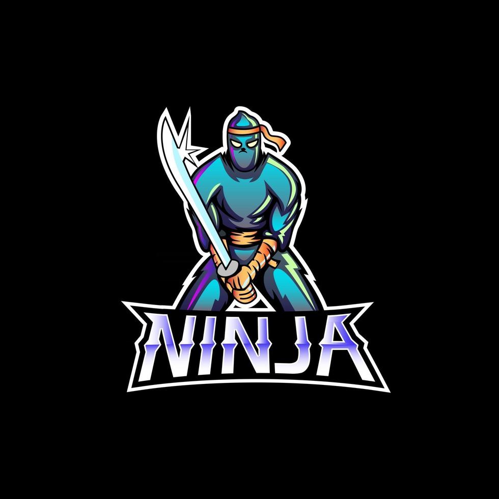 Ninja mit Schwertmaskottchen-Logo-Design-Vektor vektor