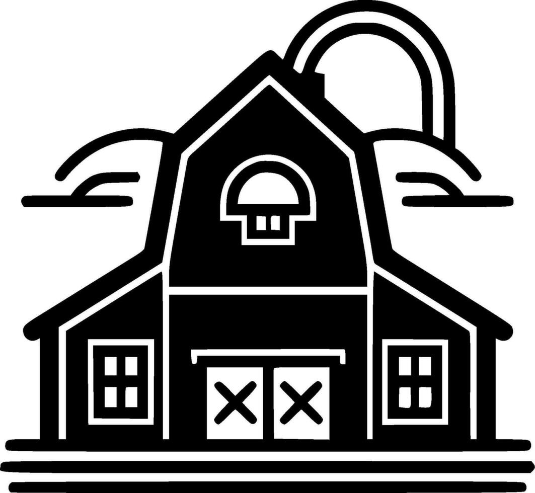 Bauernhaus, schwarz und Weiß Vektor Illustration