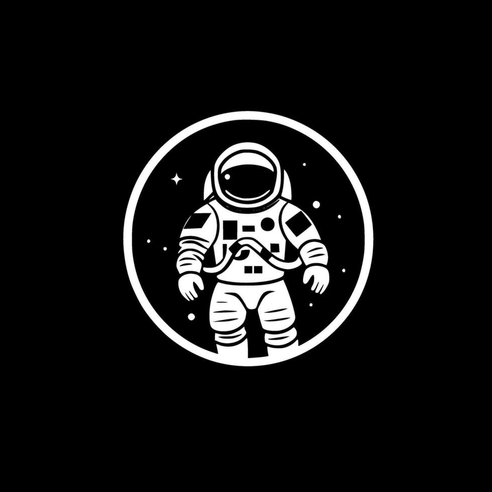 Astronaut - - schwarz und Weiß isoliert Symbol - - Vektor Illustration