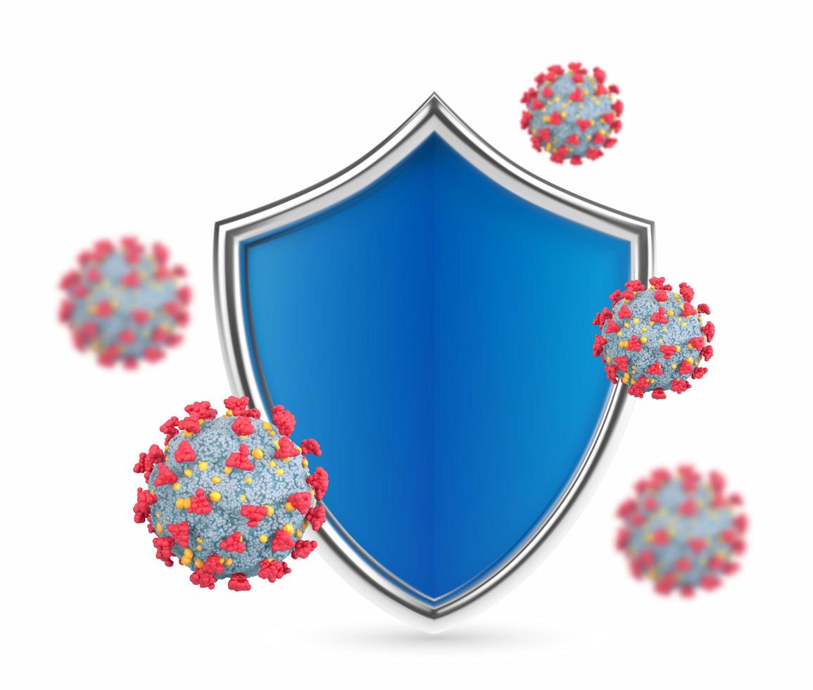 Virus Schutz. Schild- und Viruszellen. vor Viren schützen. Mikrobiologie und Medizin. Antibiotikum, Impfung gegen Coronavirus. Coronavirus Covid-19 Sicherheitskonzept. vektor