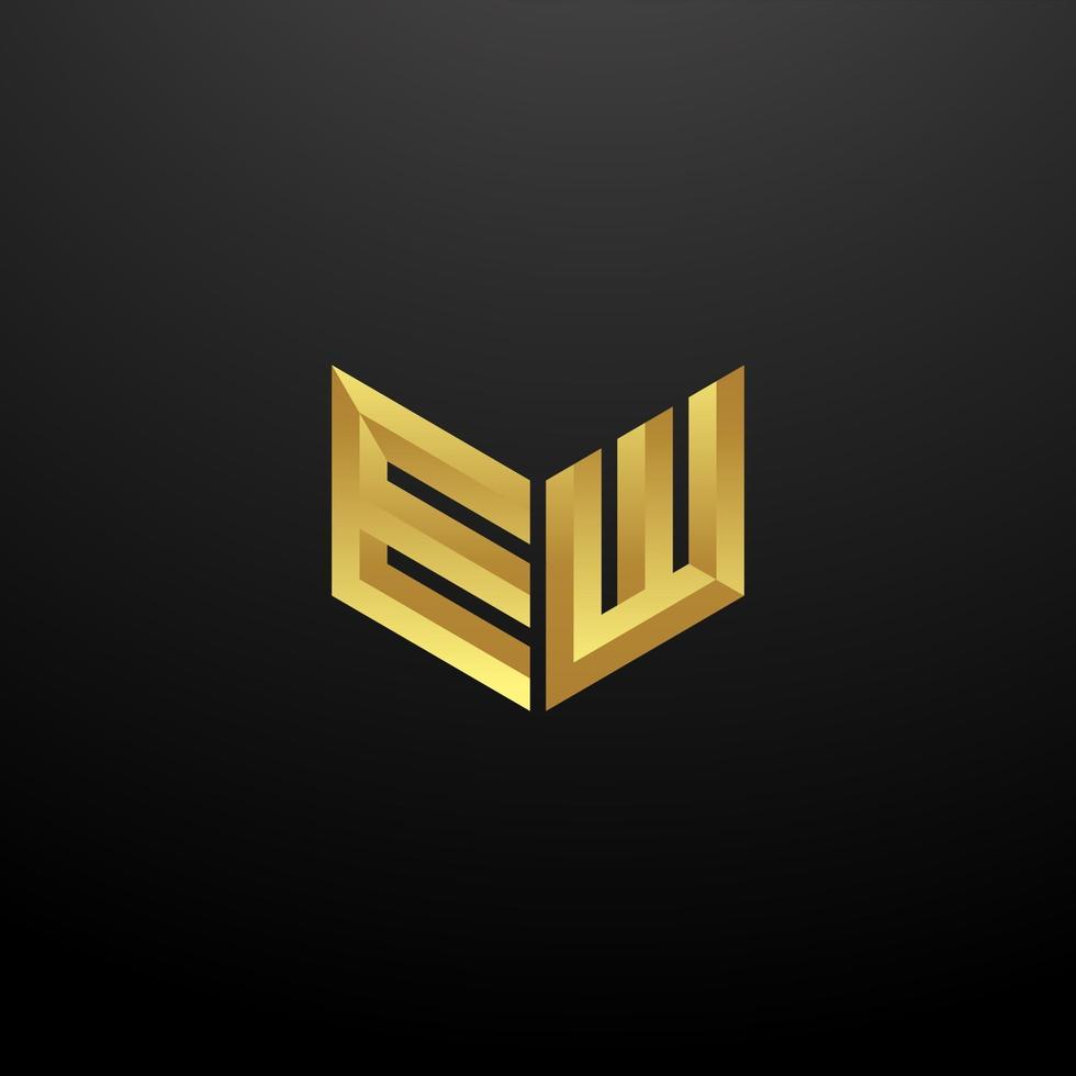 ew Logo Monogramm Brief Initialen Designvorlage mit Gold 3D Textur vektor