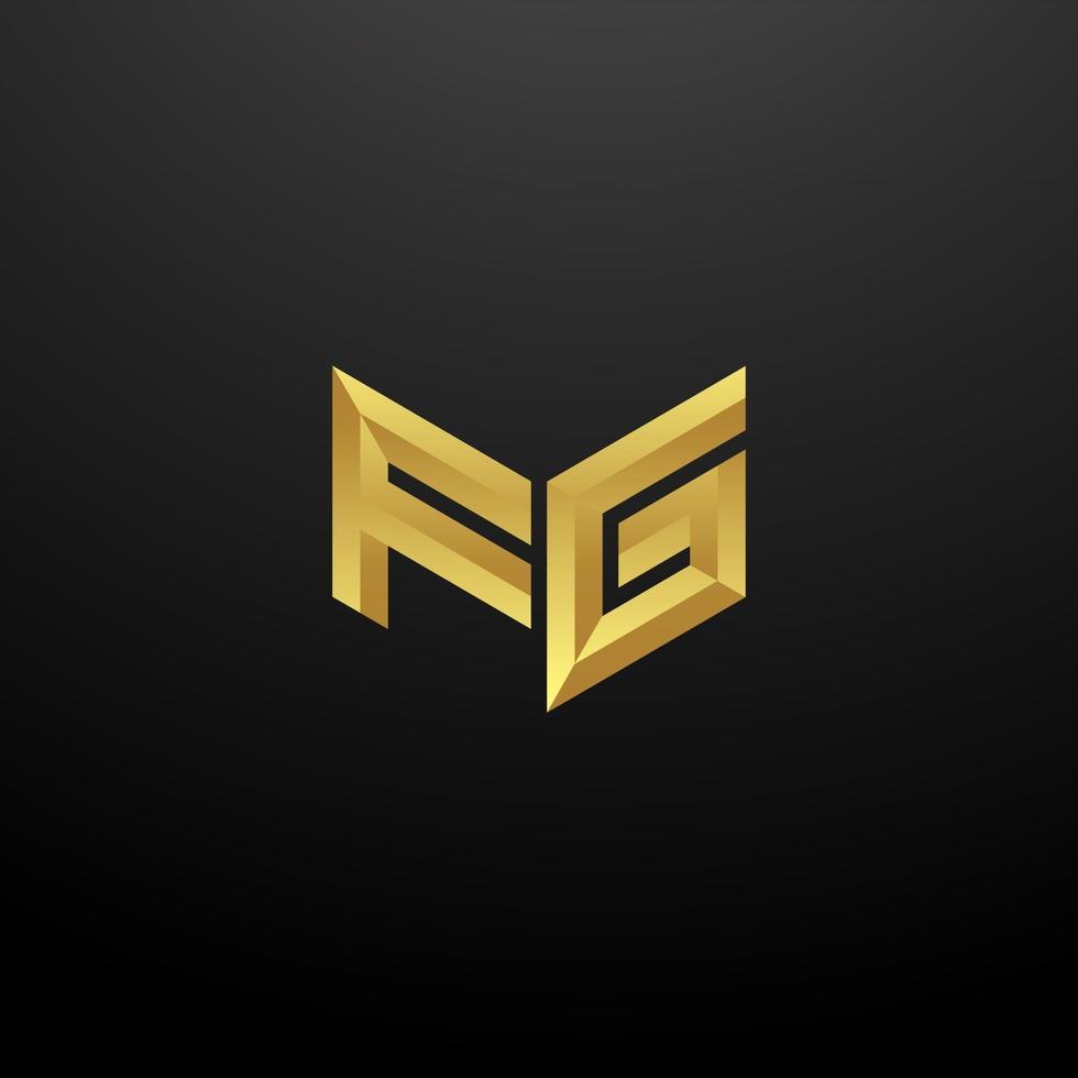 fg Logo Monogramm Brief Initialen Designvorlage mit Gold 3D Textur vektor