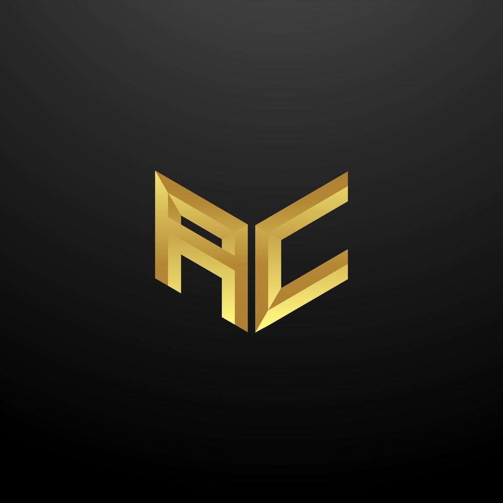 ac logo monogram brev initialer formgivningsmall med guld 3d konsistens vektor