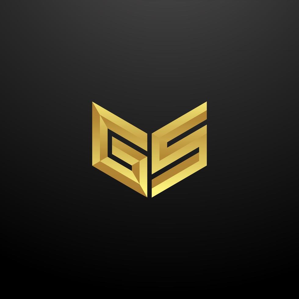 gs logotyp monogram brev initialer formgivningsmall med guld 3d konsistens vektor
