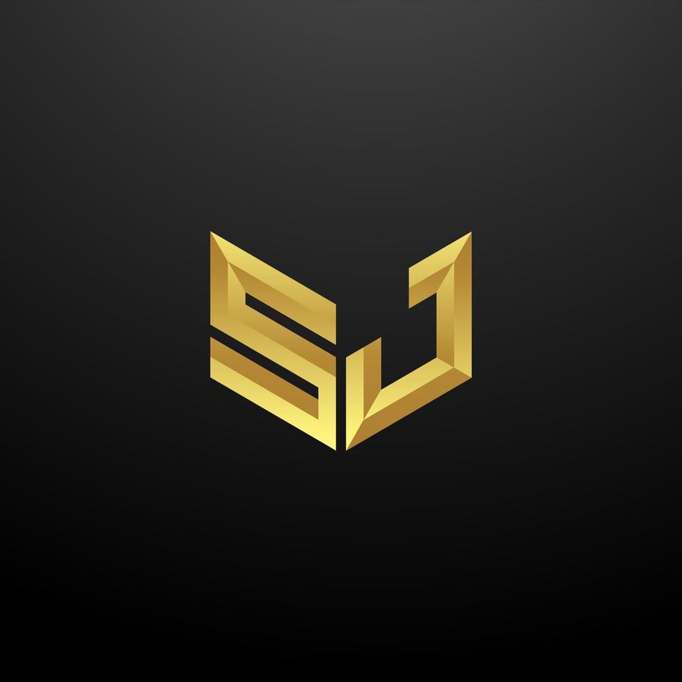 sj Logo Monogramm Brief Initialen Designvorlage mit Gold 3D Textur vektor