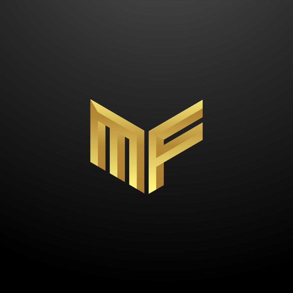 mf-Logo-Monogramm-Buchstabeninitialen-Design-Vorlage mit goldener 3D-Textur vektor