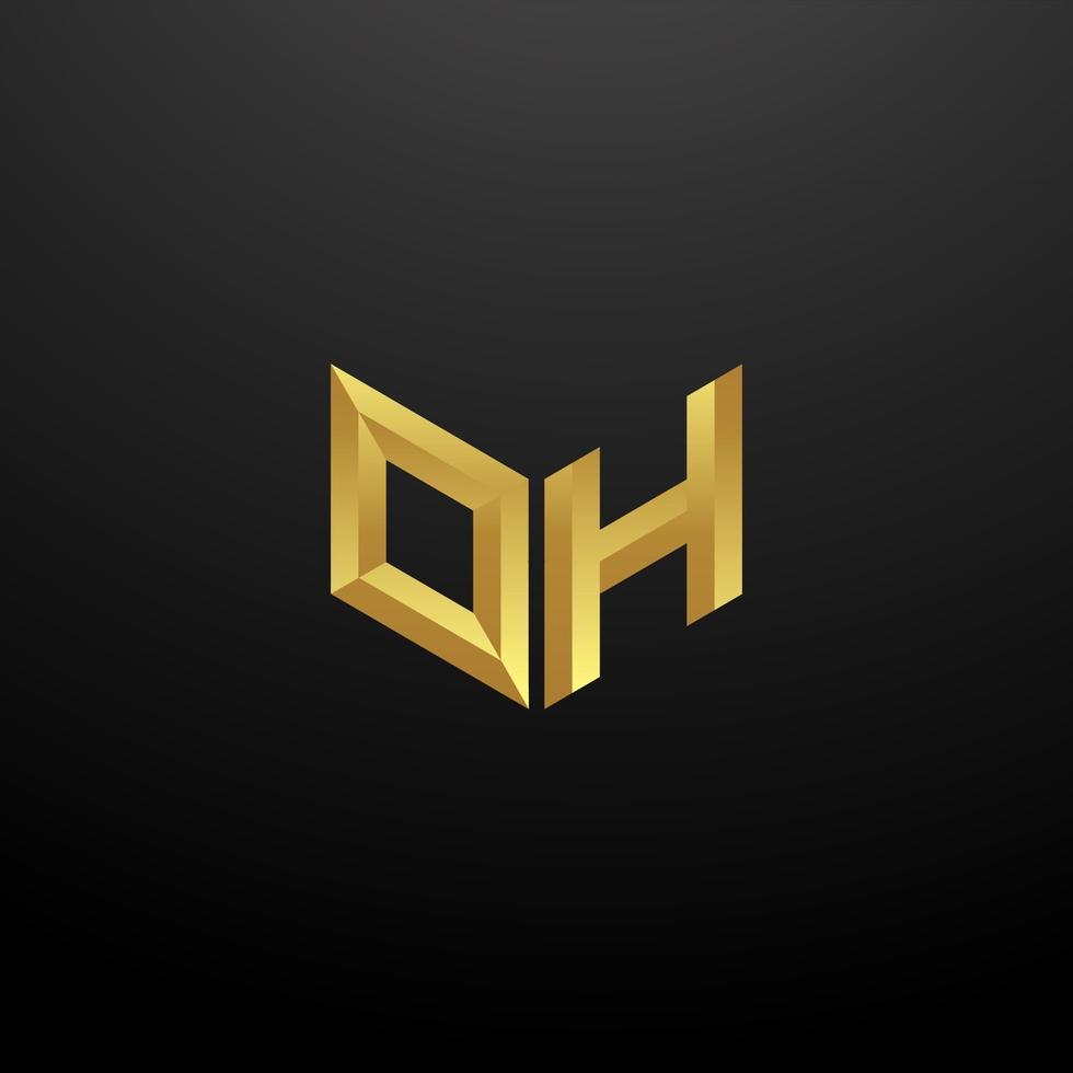 Oh Logo Monogramm Brief Initialen Designvorlage mit Gold 3D Textur vektor