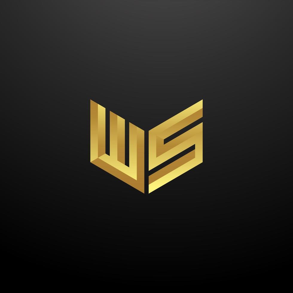 ws Logo Monogramm Brief Initialen Designvorlage mit Gold 3D Textur vektor