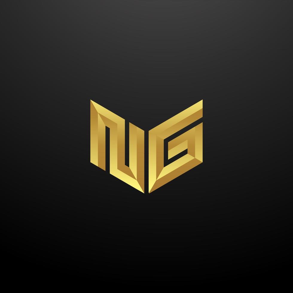 ng logotyp monogram brev initialer formgivningsmall med guld 3d konsistens vektor