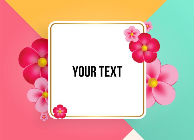 Textlåda med vackra färgglada blommor. Vektor illustration