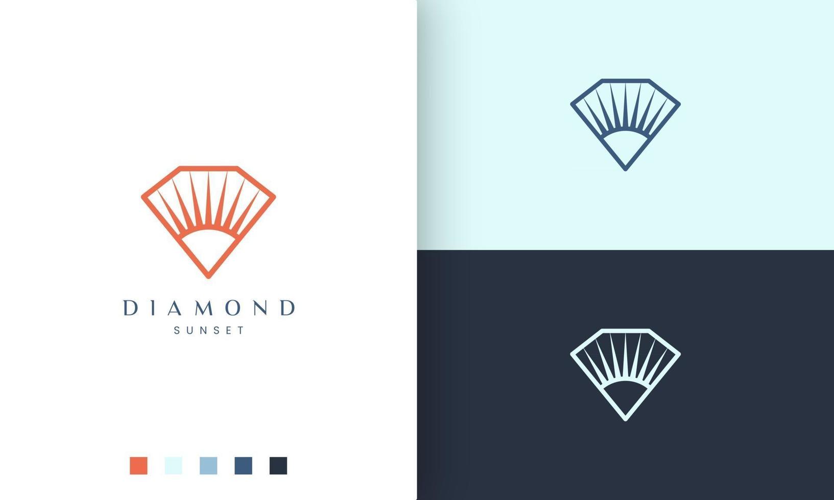 diamant- eller sollogo i modern stil vektor