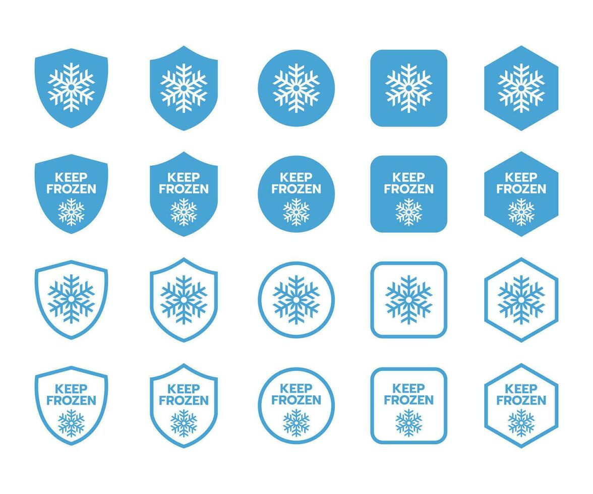 ha kvar frysta vektor tecken för paket. etiketter för frysta produkt isolerat på vit bakgrund