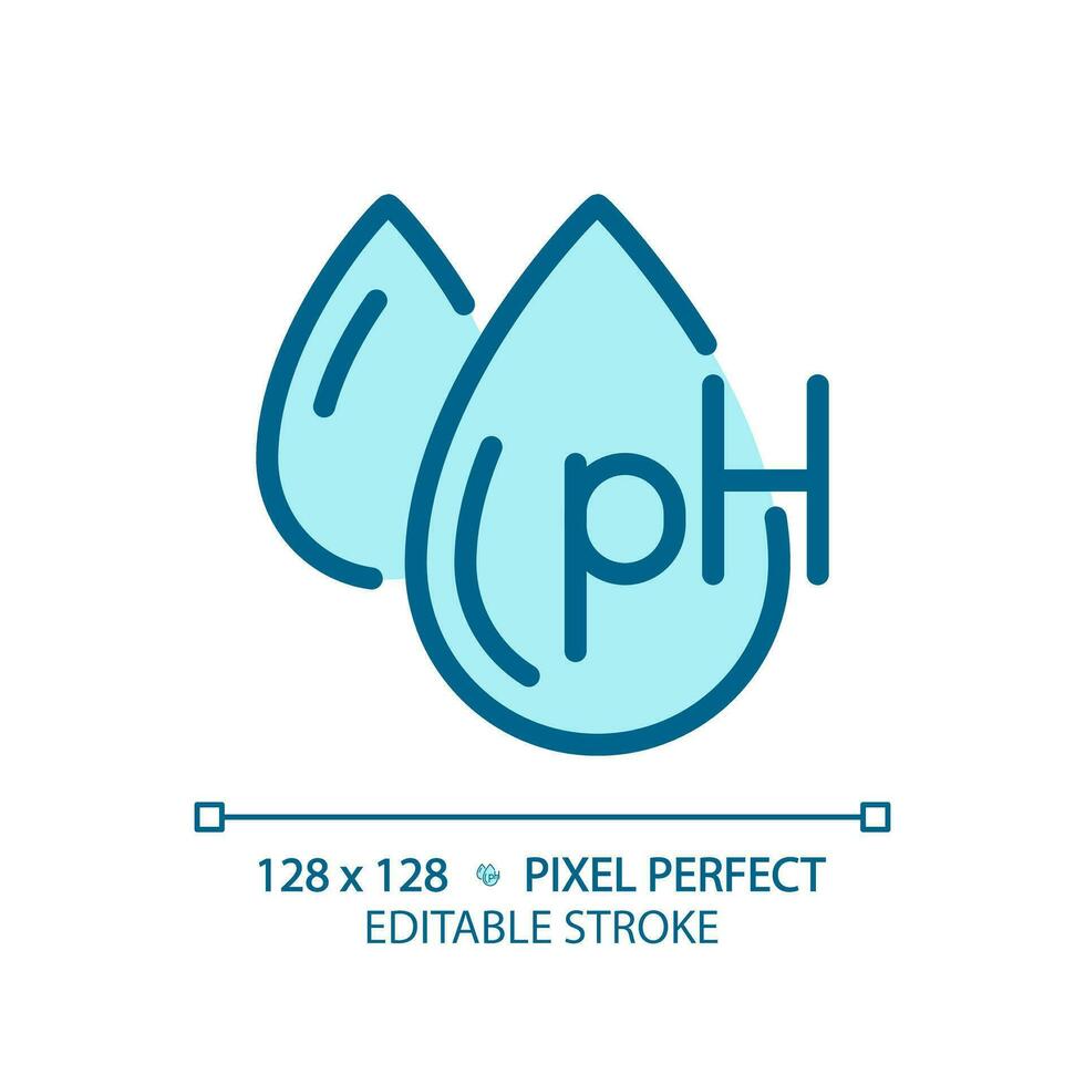 2d Pixel perfekt editierbar ph Balance Blau Symbol, isoliert Vektor, Haarpflege dünn Linie einfach monochromatisch Illustration. vektor