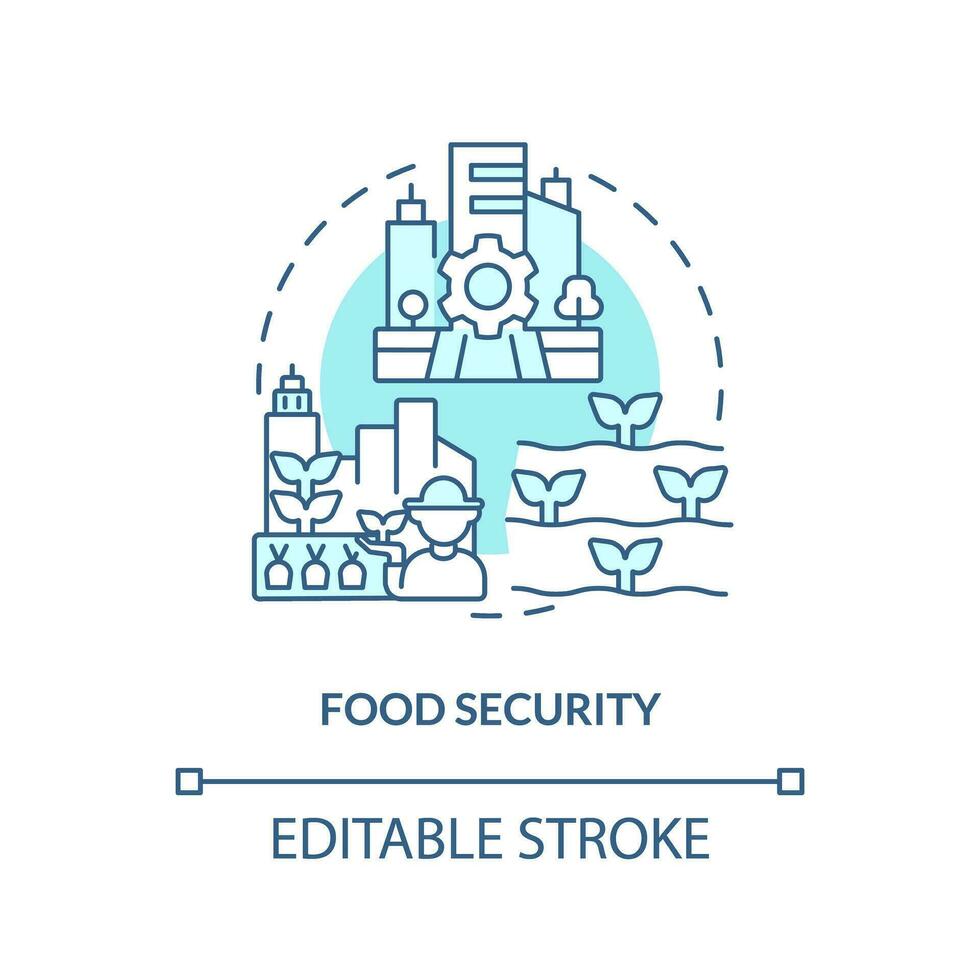 2d editierbar Essen Sicherheit Symbol Darstellen Vertikale Landwirtschaft und Hydrokultur Konzept, isoliert Vektor, dünn Linie Illustration. vektor