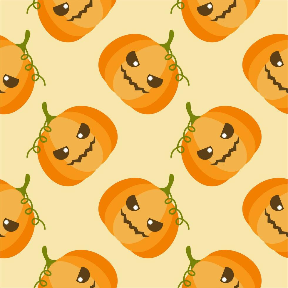 söt orange Pumpalykta halloween pumpor sömlös mönster vektor