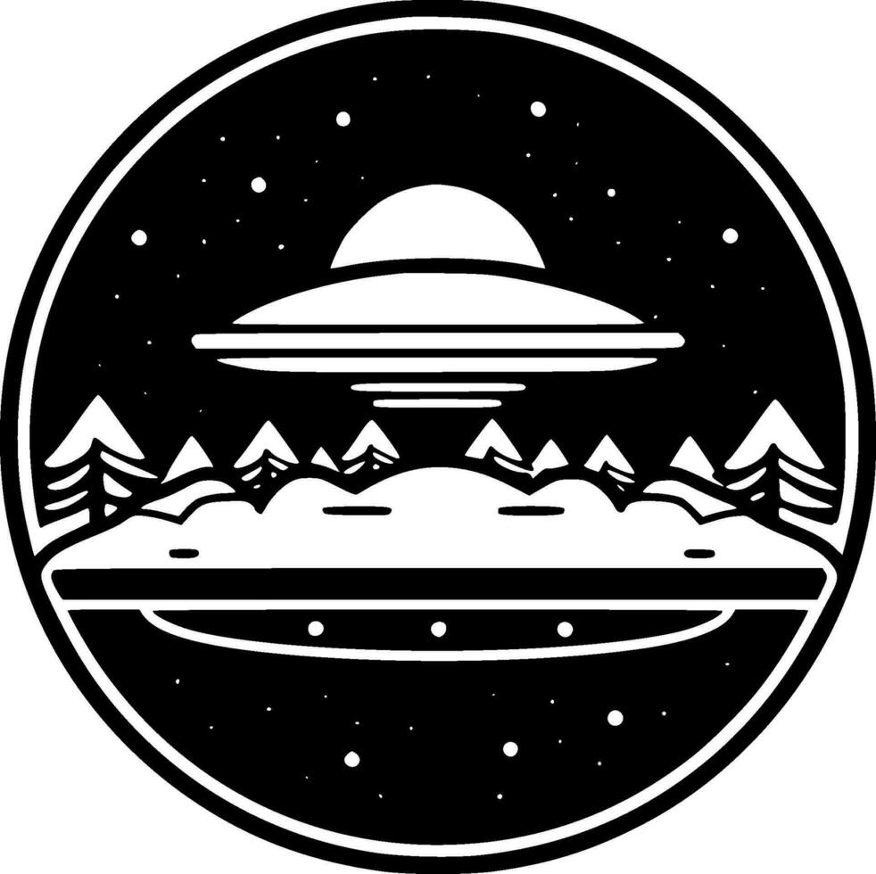 UFO, schwarz und Weiß Vektor Illustration