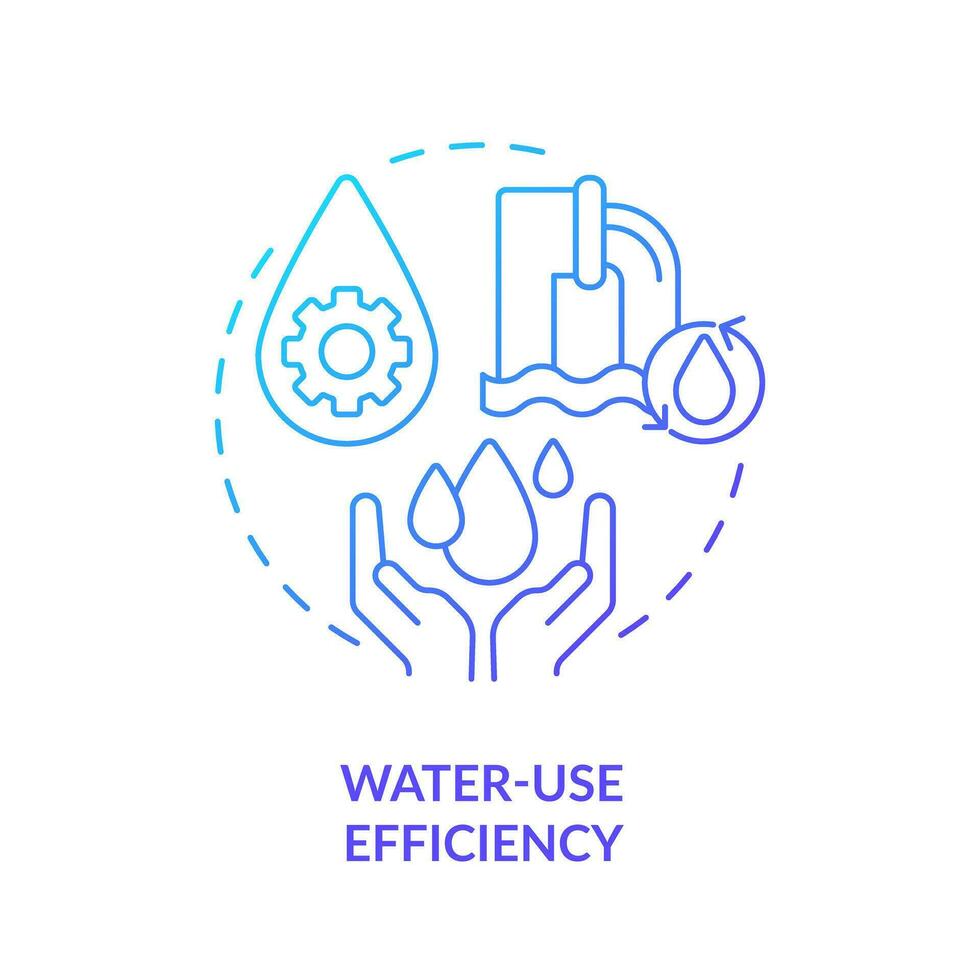 Wasser verwenden Effizienz Blau Gradient Konzept Symbol. frisches Wasser Lieferungen. sauber Wasser und Hygiene abstrakt Idee dünn Linie Illustration. isoliert Gliederung Zeichnung vektor