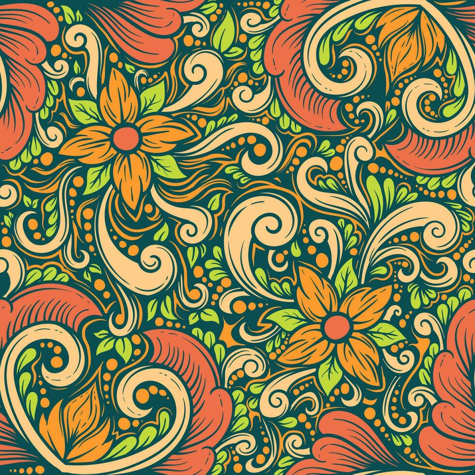 Vektor Batik Motiv mit Blumen