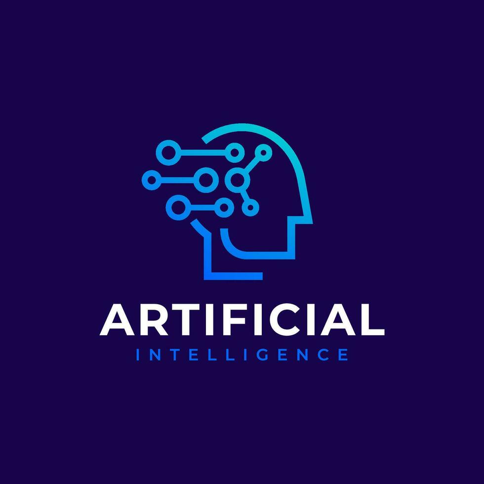künstlich Intelligenz neueal Netzwerk Kopf Gehirn Technologie Logo vektor