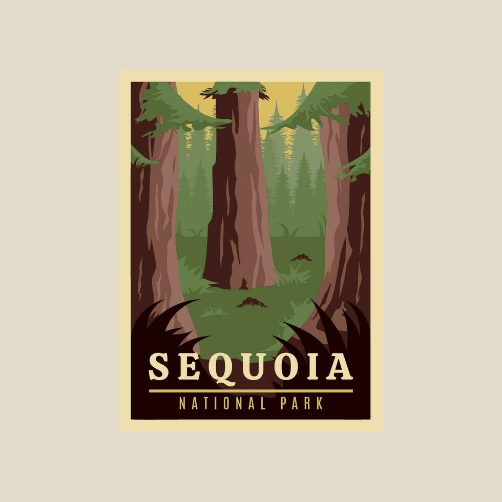 sequoia nationell parkera skriva ut affisch årgång vektor symbol illustration design.