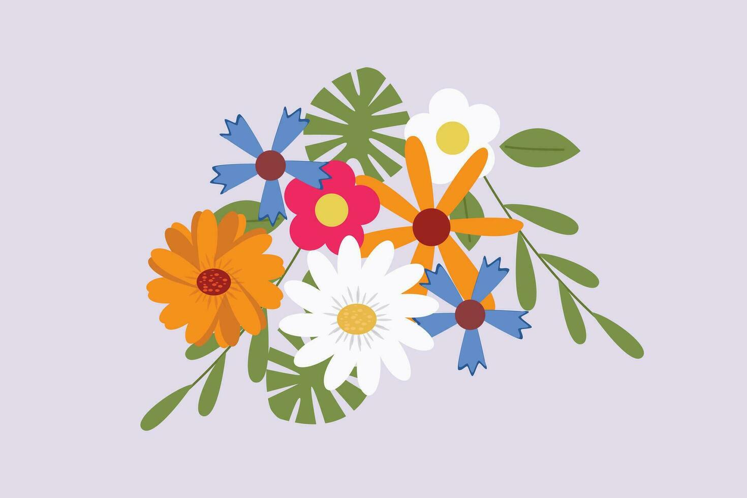 flerfärgad blomning blommor begrepp. färgad platt vektor illustration isolerat.