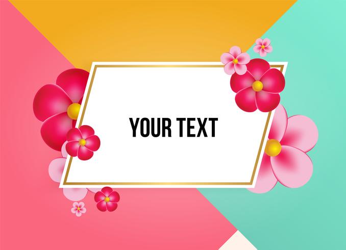 Textfeld mit schönen bunten Blumen. Vektor-Illustration vektor