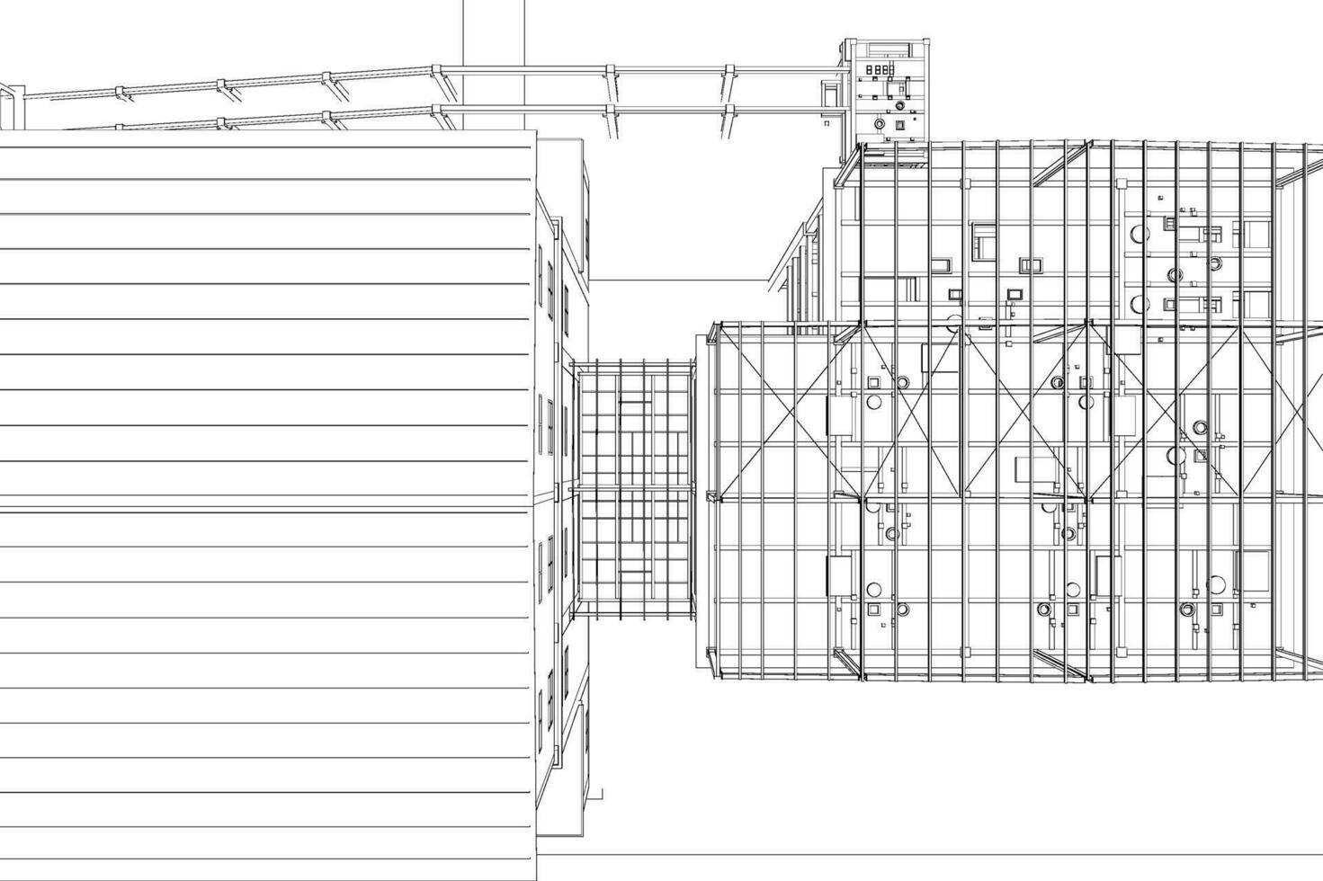 3d illustration av industriell byggnad vektor