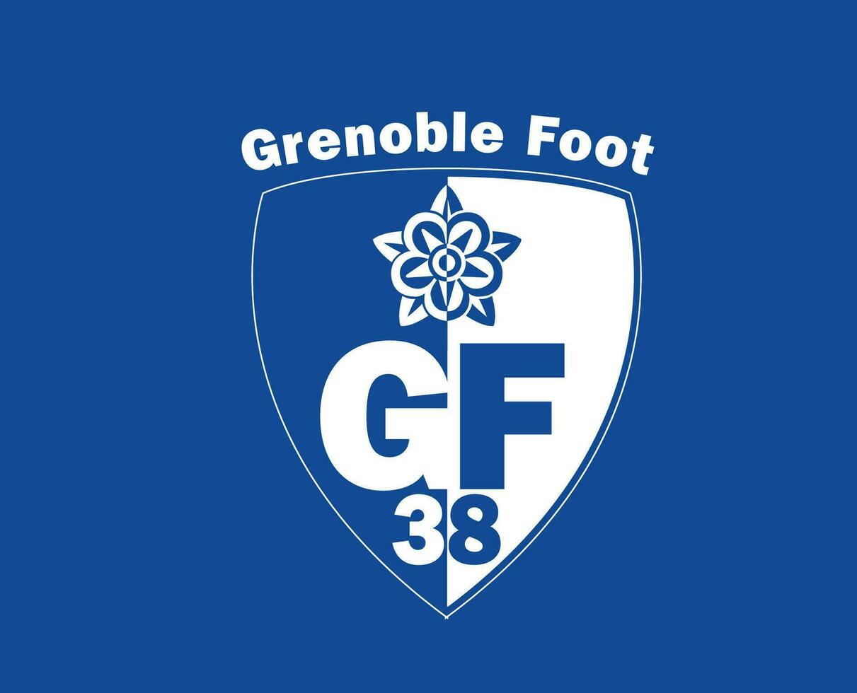 grenoble fot klubb symbol logotyp ligue 1 fotboll franska abstrakt design vektor illustration med blå bakgrund