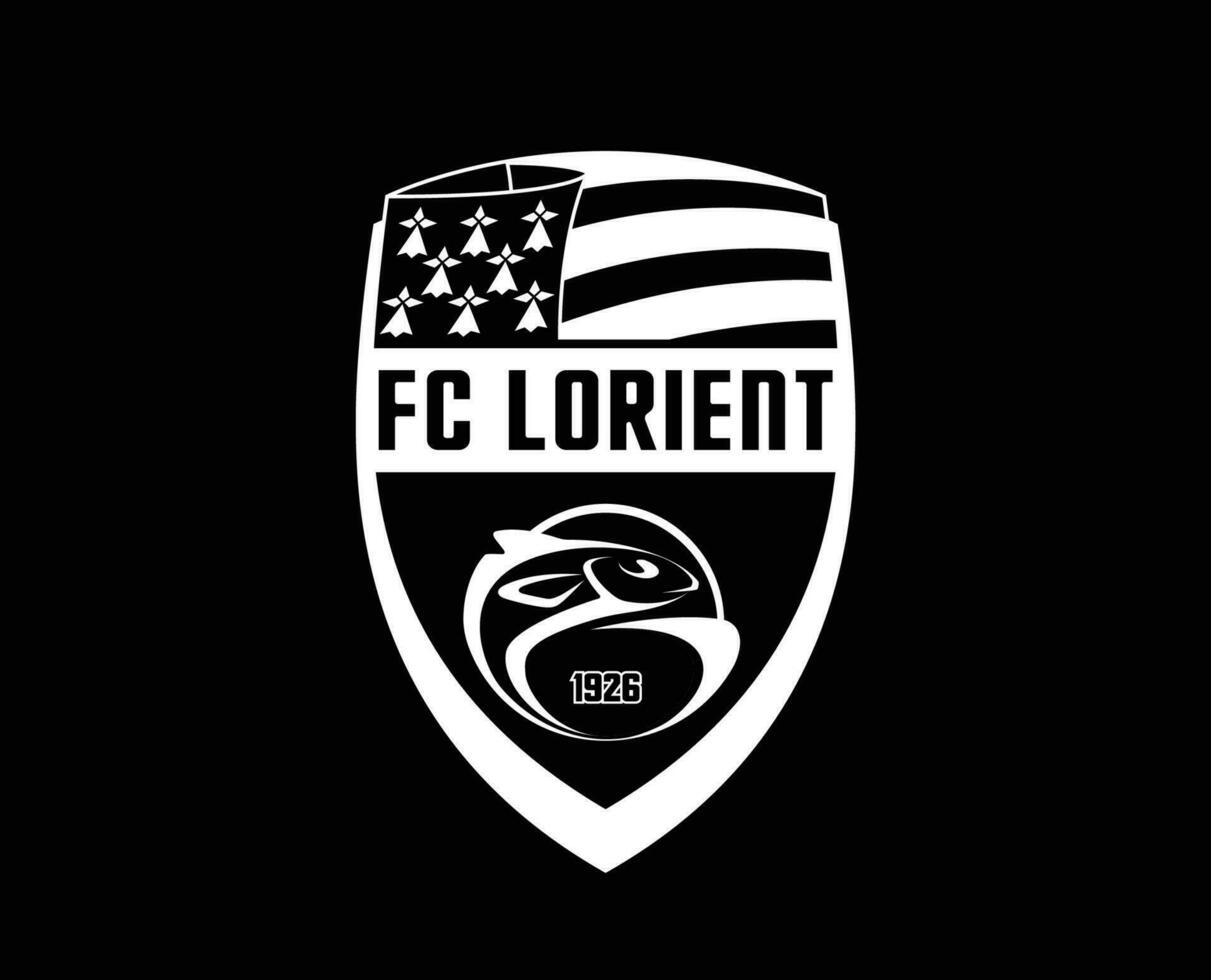 fc lorient klubb logotyp symbol vit ligue 1 fotboll franska abstrakt design vektor illustration med svart bakgrund