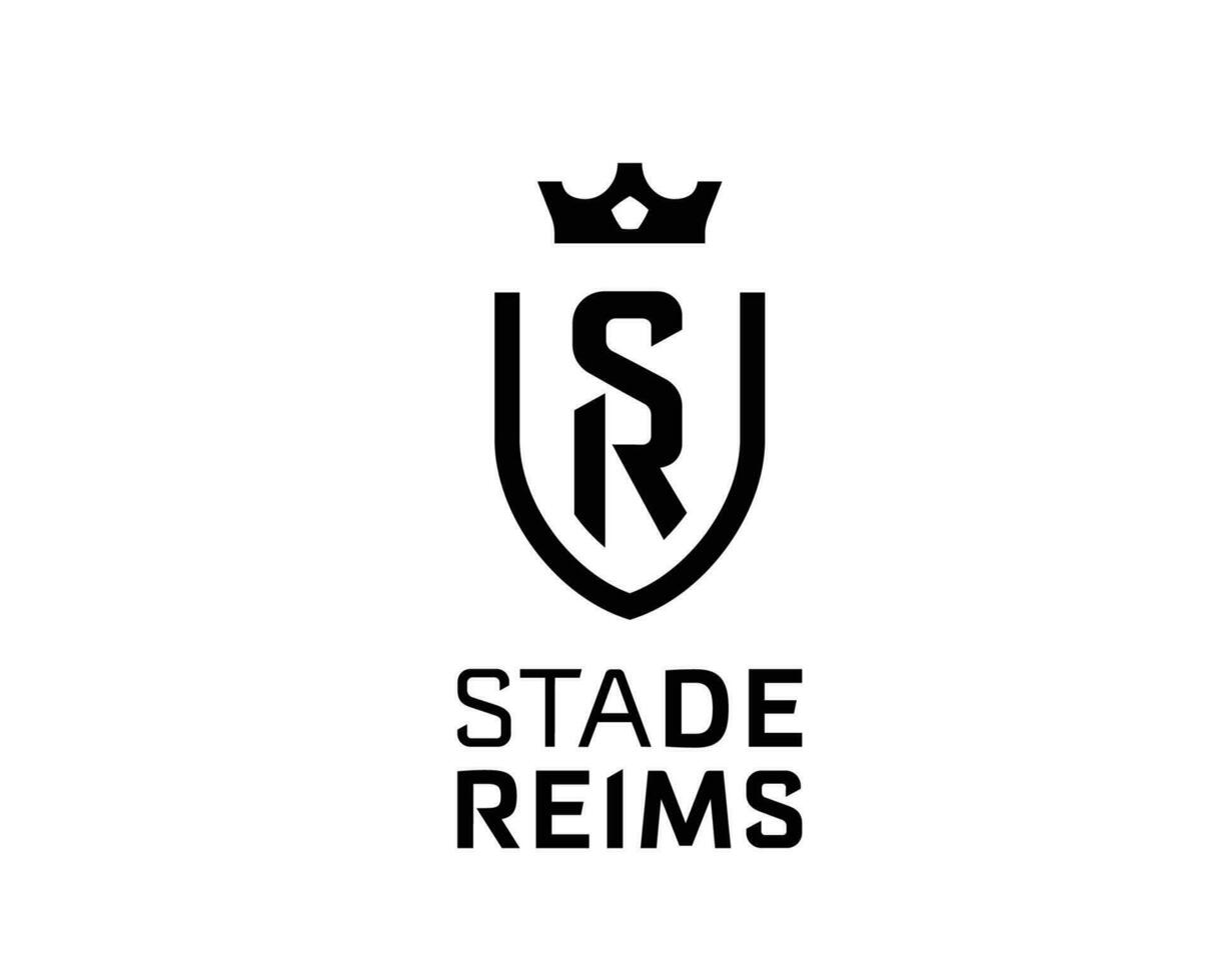stade de reims klubb logotyp symbol svart ligue 1 fotboll franska abstrakt design vektor illustration
