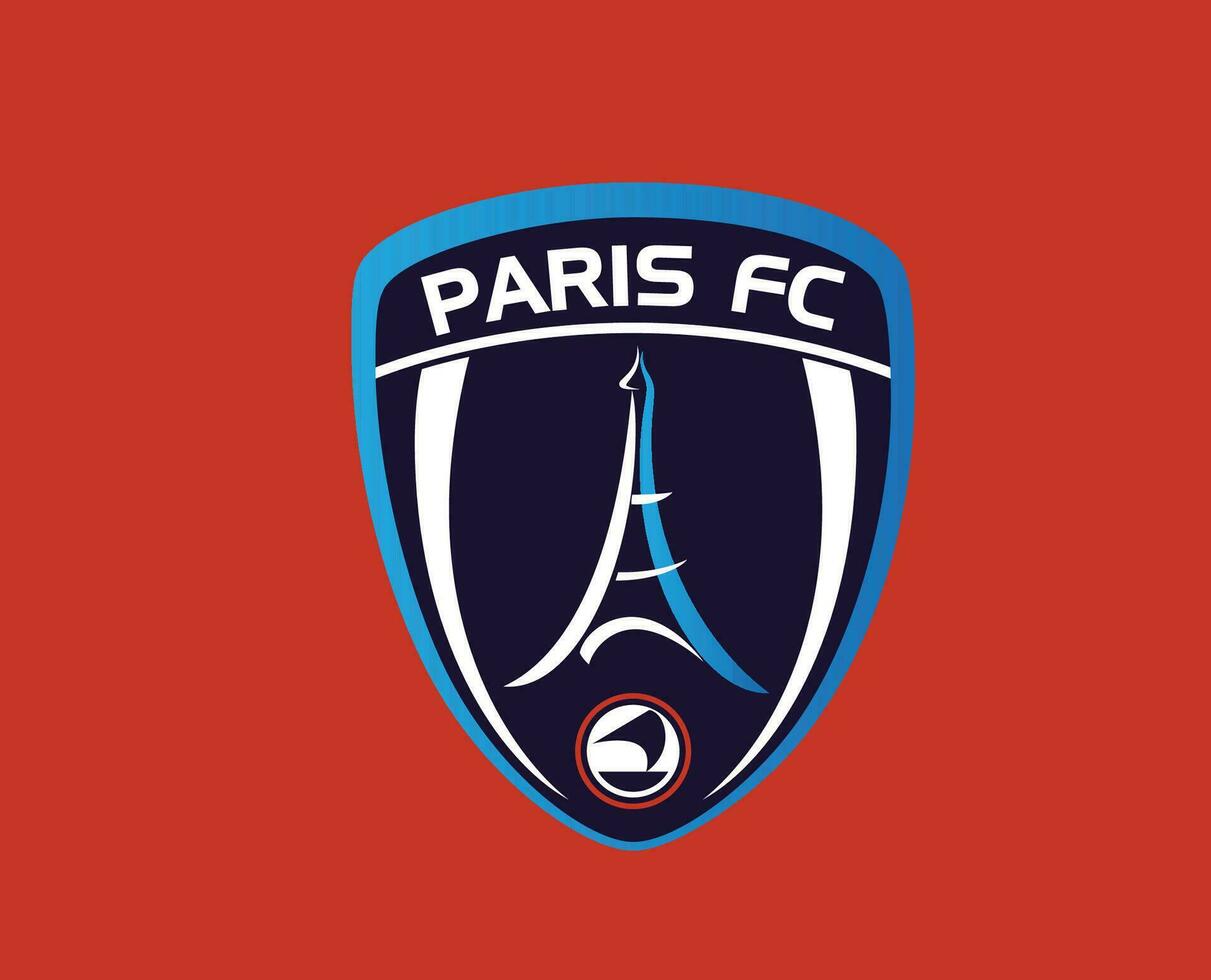 paris fc klubb logotyp symbol ligue 1 fotboll franska abstrakt design vektor illustration med röd bakgrund