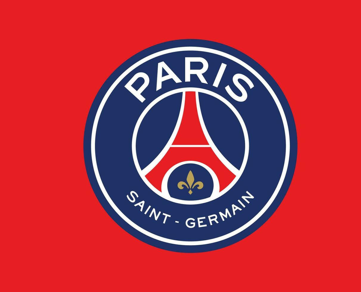 psg klubb logotyp symbol ligue 1 fotboll franska abstrakt design vektor illustration med röd bakgrund