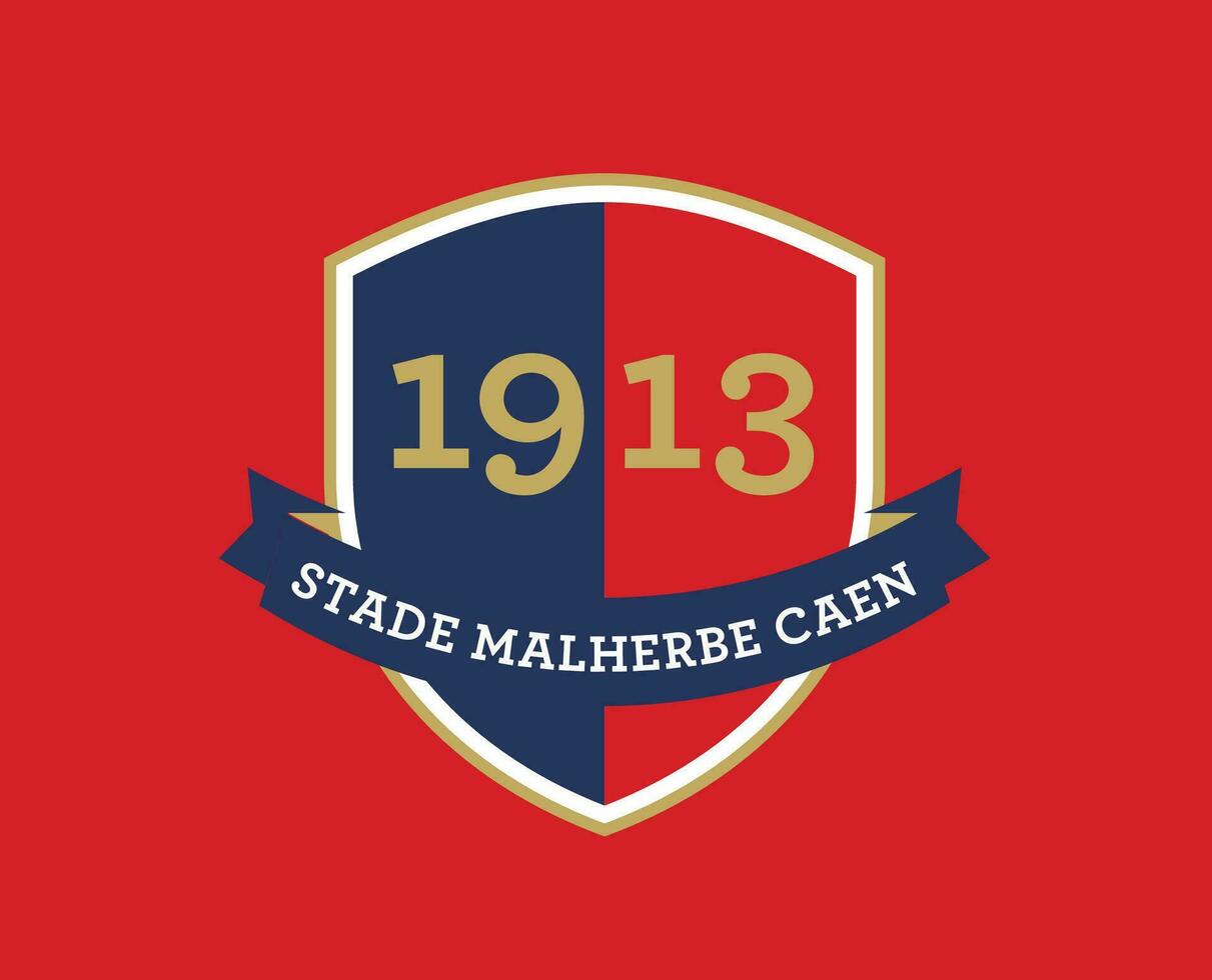 caen klubb logotyp symbol ligue 1 fotboll franska abstrakt design vektor illustration med röd bakgrund