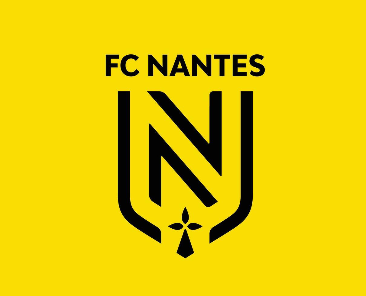 fc nantes logotyp klubb symbol svart ligue 1 fotboll franska abstrakt design vektor illustration med gul bakgrund