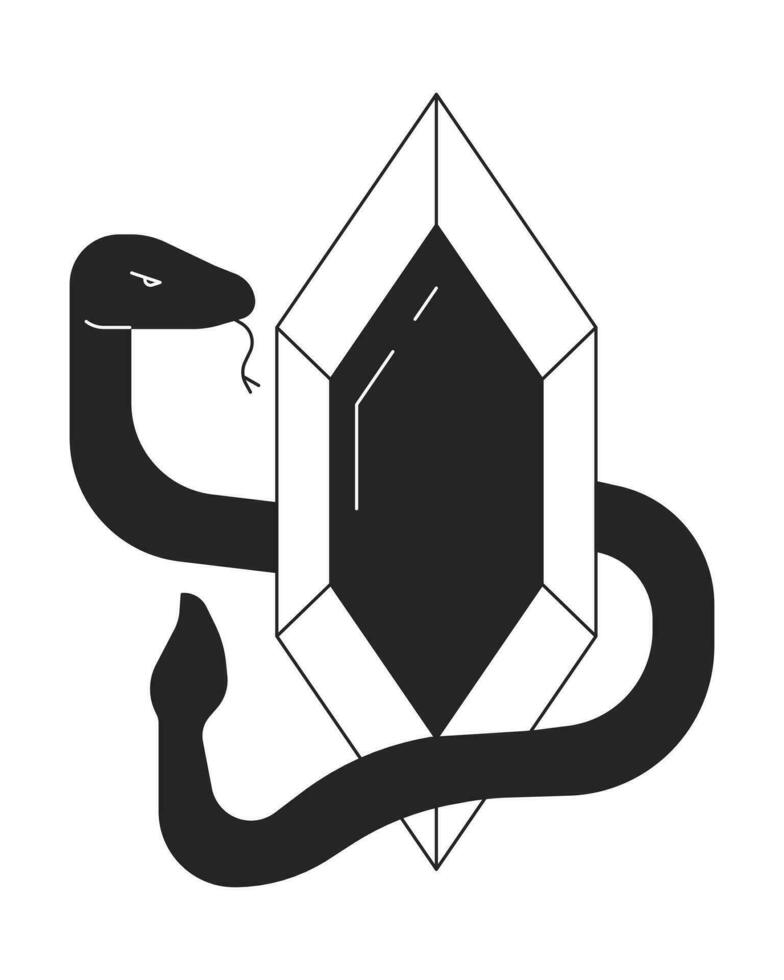 orm runt om gammal diamant platt svartvit isolerat vektor objekt. mysterium. antik tillbehör. redigerbar svart och vit linje konst teckning. enkel översikt fläck illustration för webb grafisk design