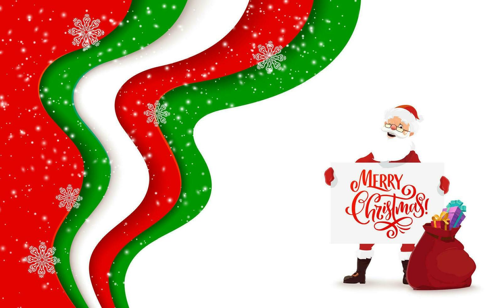 Karikatur Santa mit Banner Weihnachten Papier Schnitt vektor