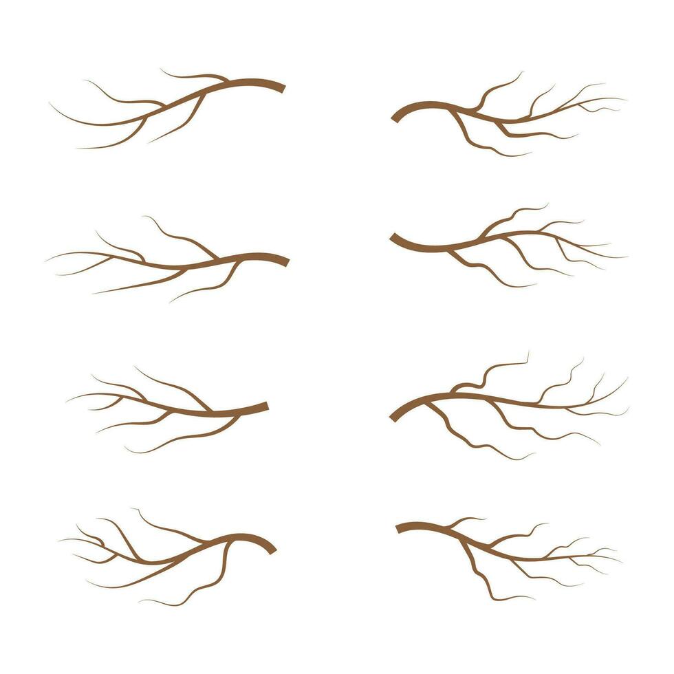 estetisk träd gren silhuetter. löv, virvlar och blommig element vektor illustration