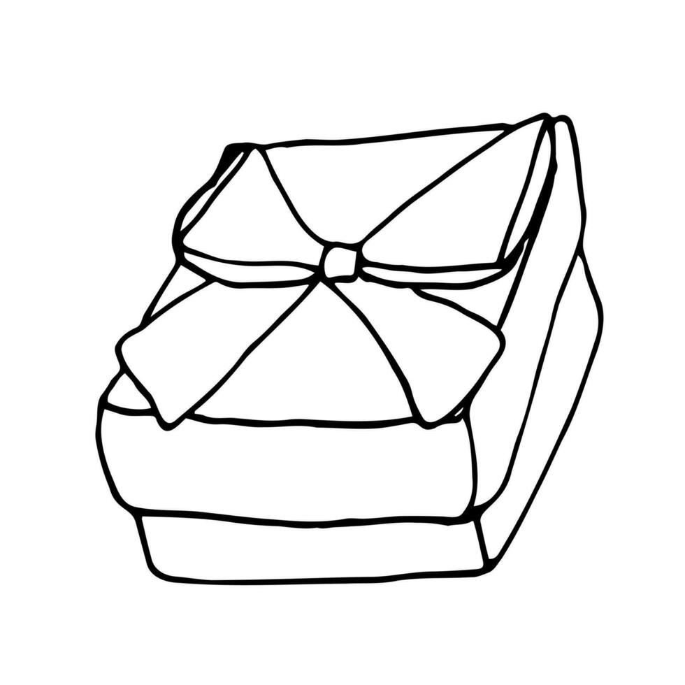 vektor hand dragen klotter linje gåva låda. isolerat element. födelsedag närvarande.