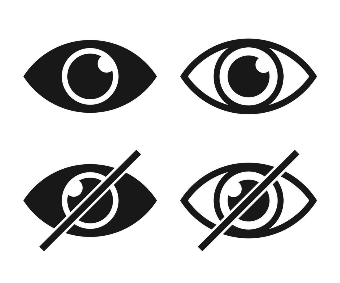 ausblenden und Show Passwort Symbole. eben und linear Auge Symbole. anders Vektor Auge Symbole
