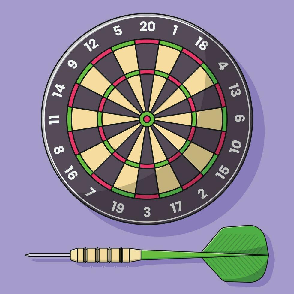 Darts Vektor Symbol Illustration mit Gliederung zum Design Element, Clip Kunst, Netz, Landung Buchseite, Aufkleber, Banner. eben Karikatur Stil