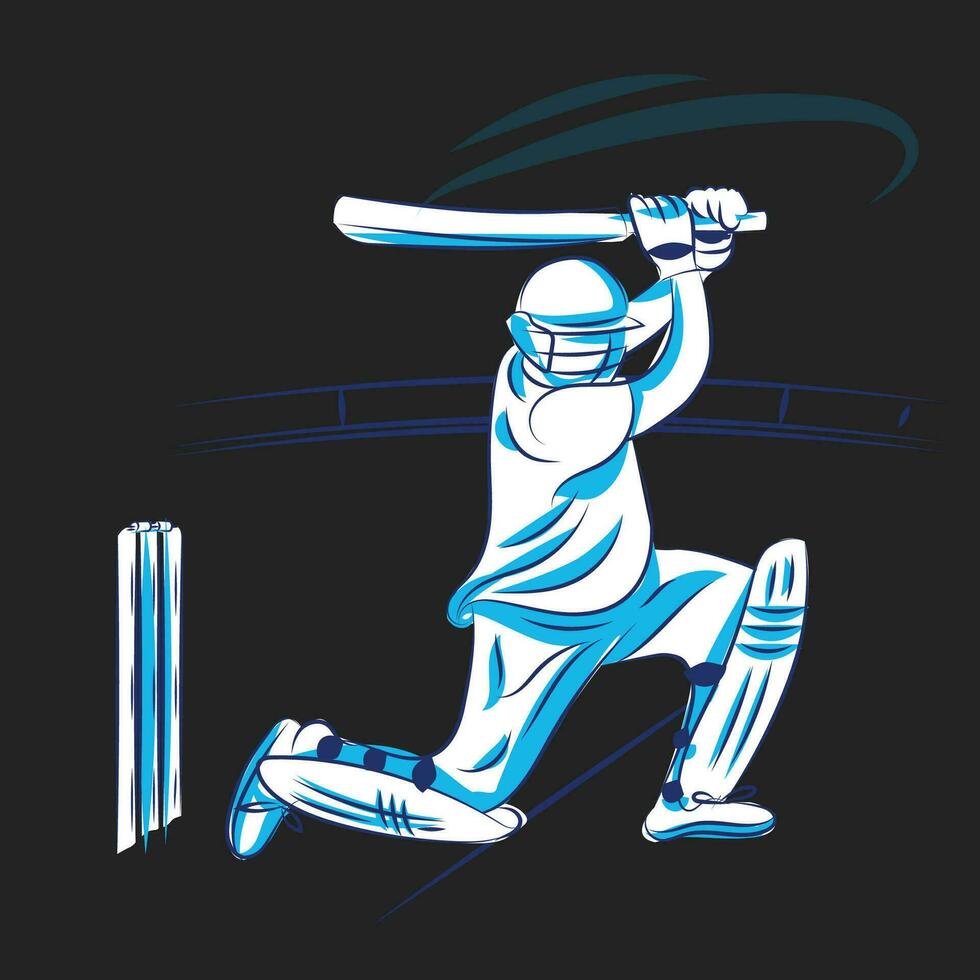 illustration av slagman spelar cricket skott vektor