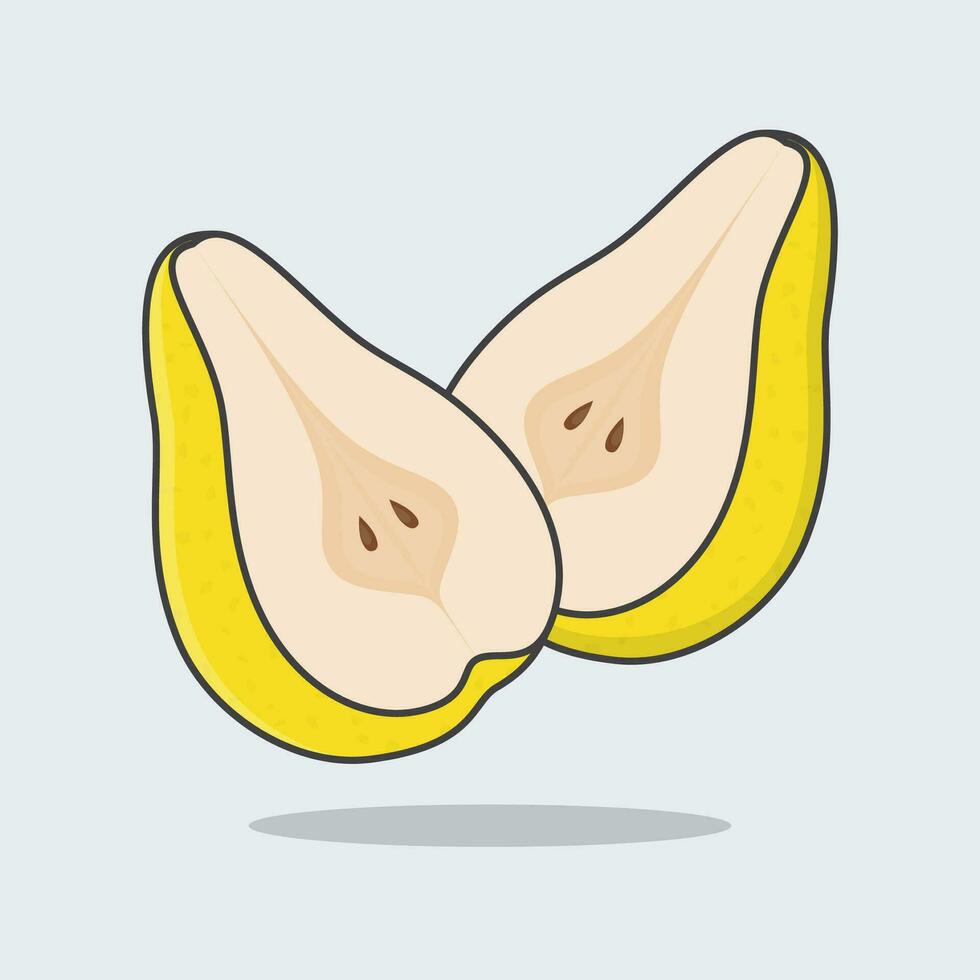 två skivor av päron tecknad serie vektor illustration. päron frukt platt ikon översikt