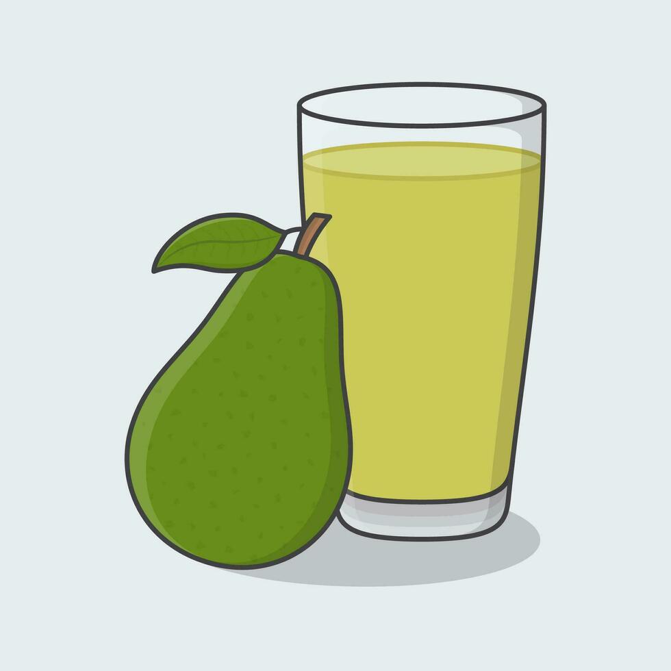 avokado juice med frukt i glas tecknad serie vektor illustration. avokado juice platt ikon översikt
