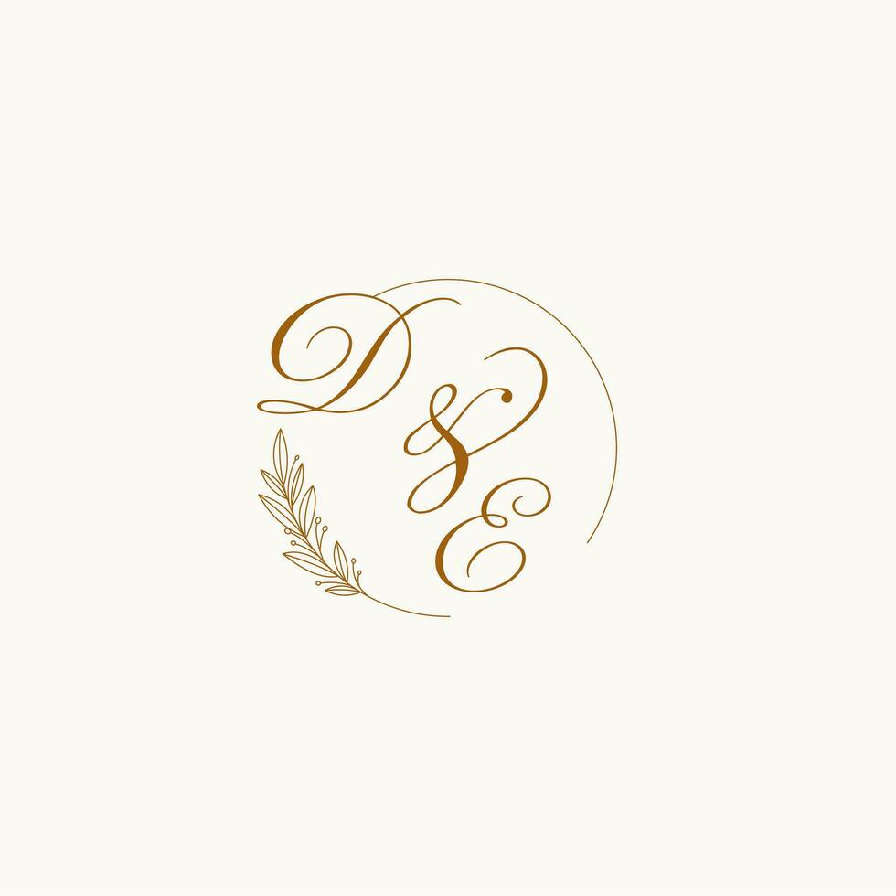 Initialen de Hochzeit Monogramm Logo mit Blätter und elegant kreisförmig Linien vektor