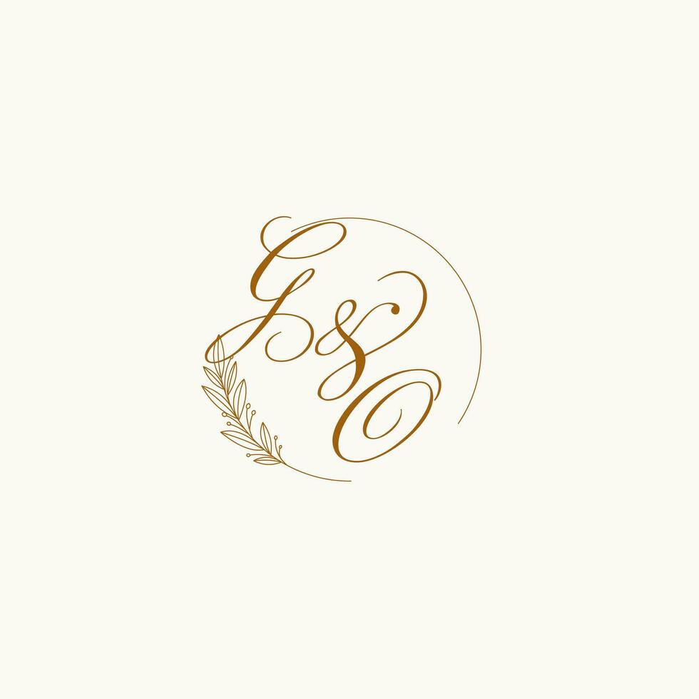 Initialen gehen Hochzeit Monogramm Logo mit Blätter und elegant kreisförmig Linien vektor