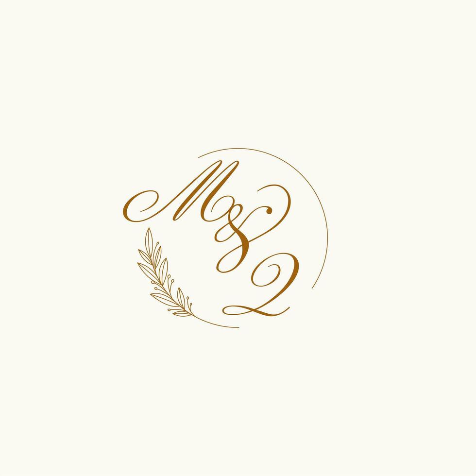 Initialen mq Hochzeit Monogramm Logo mit Blätter und elegant kreisförmig Linien vektor